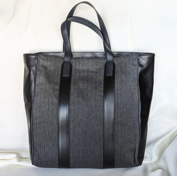 Trussardi 1911 Oversized Black & Gray Tote Bag Italy - Picture 2 of 13
